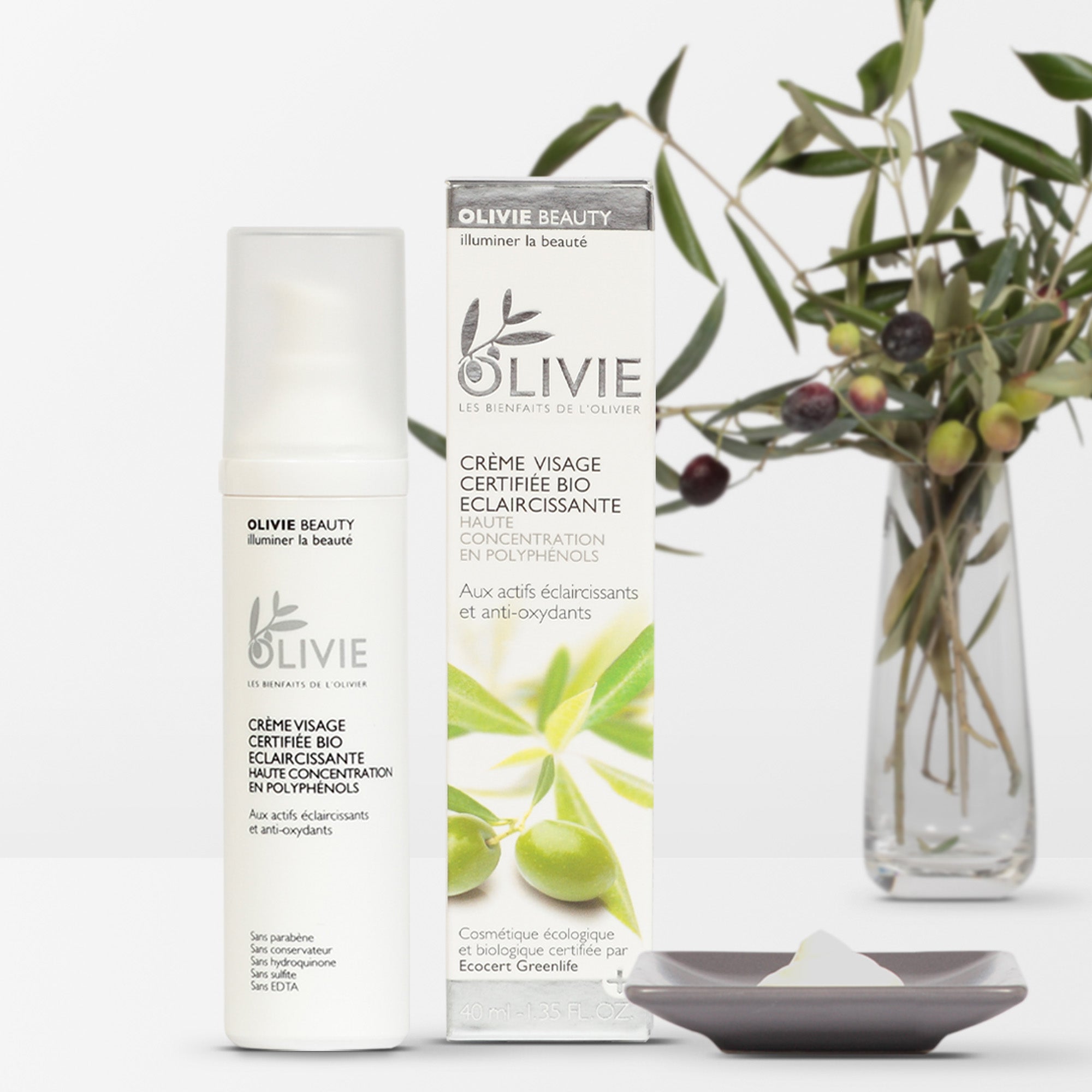 OLIVIE BEAUTY rich polyphenols cream makes the skin younger, brighter with a proven dark spot corrector