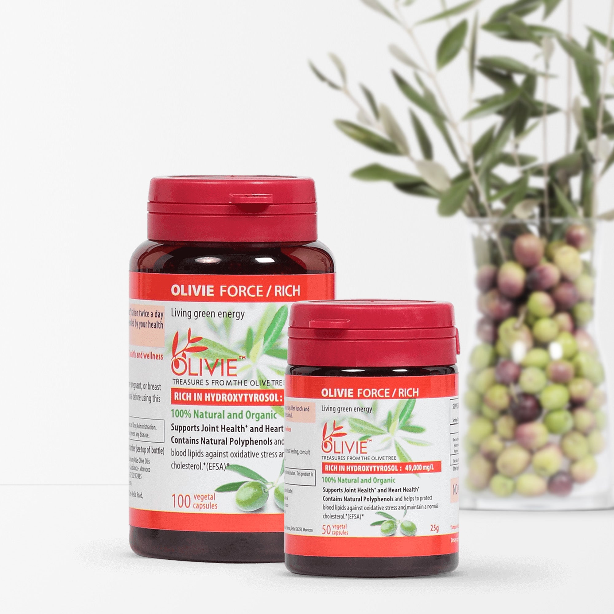 OLIVIE FORCE/RICH, the full spectrum capsules from organic olive trees surviving Desert 8 times clinically tested