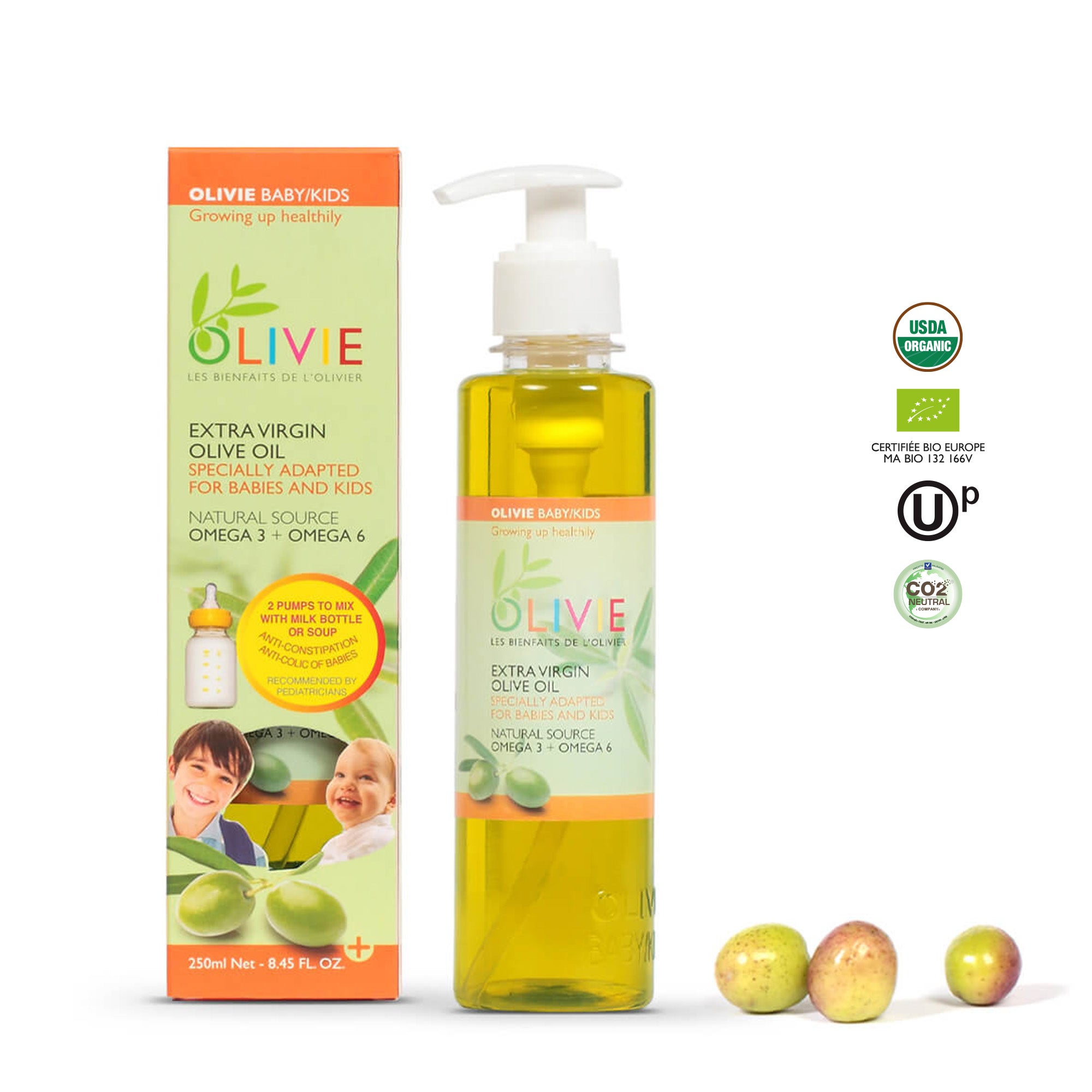 OLIVIE Baby/Kids is an organic extra virgin olive oil for the little ones! Reduces babies colic