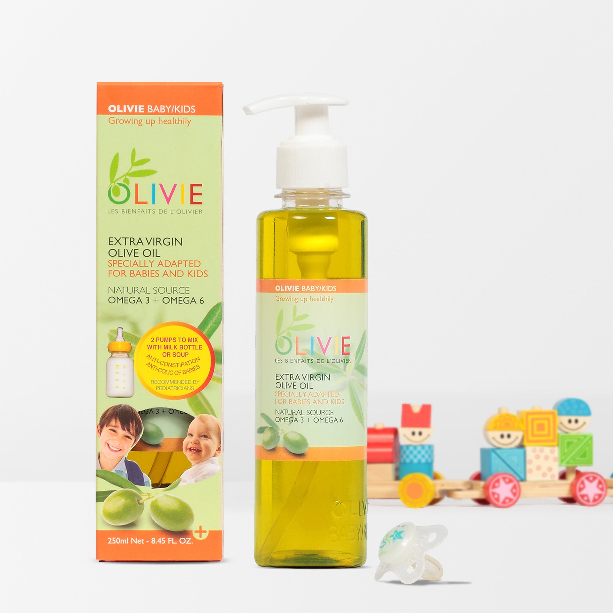 OLIVIE Baby/Kids is an organic extra virgin olive oil for the little ones! Reduces babies colic